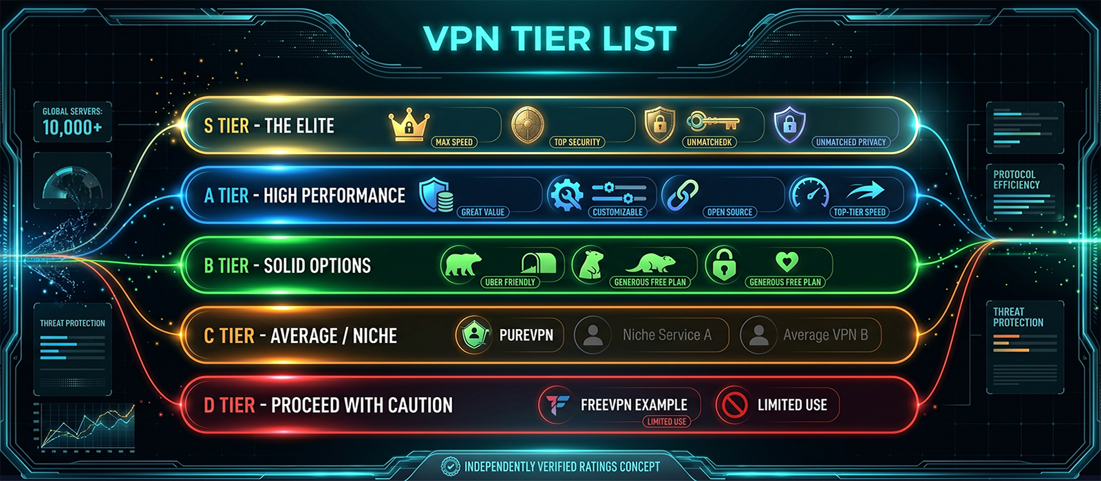 VPN Tier List 2026 — What I Actually Use